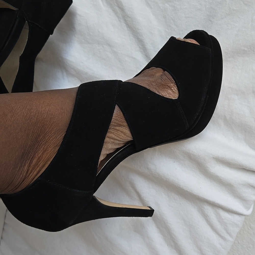 Michael Michael Kors Elena Elegant Black Criss Cross High Heels NYE Party 10M - Picture 10 of 11